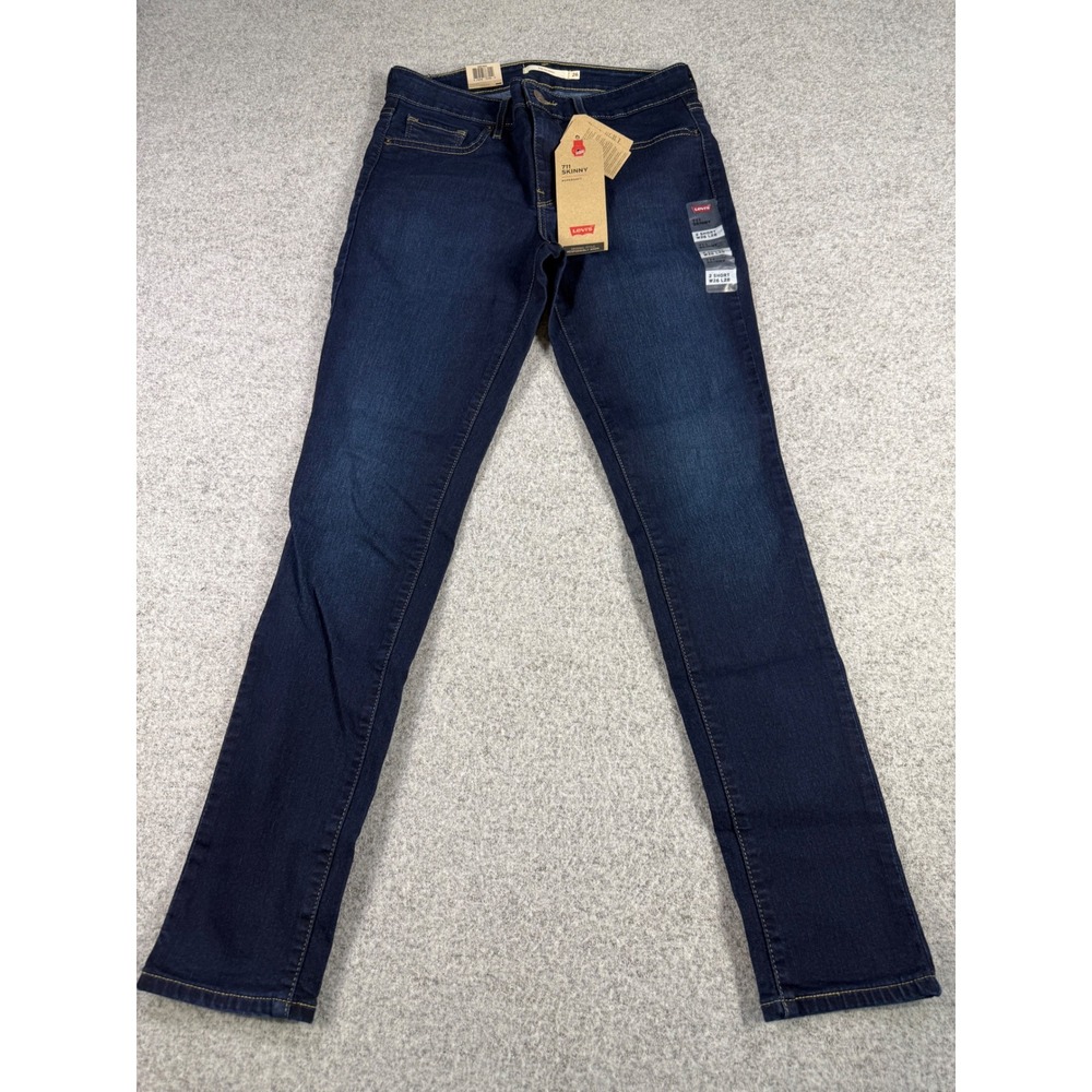 Levis 711 Skinny Jeans Womens 2 Short W26 L28 Dark Wash Hypersoft Mid Rise Denim